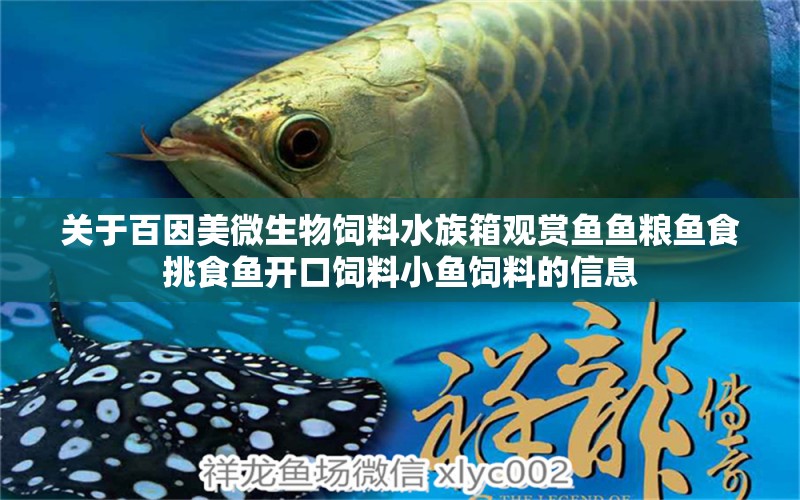 关于百因美微生物饲料水族箱观赏鱼鱼粮鱼食挑食鱼开口饲料小鱼饲料的信息