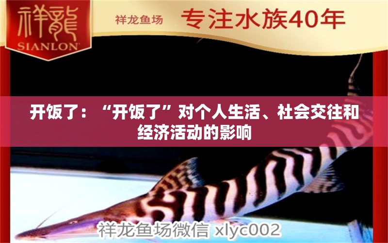 开饭了：“开饭了”对个人生活、社会交往和经济活动的影响 观赏鱼论坛 第2张