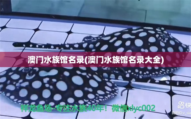 澳门水族馆名录(澳门水族馆名录大全)