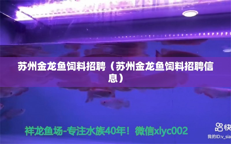 苏州金龙鱼饲料招聘（苏州金龙鱼饲料招聘信息） 祥龙水族医院