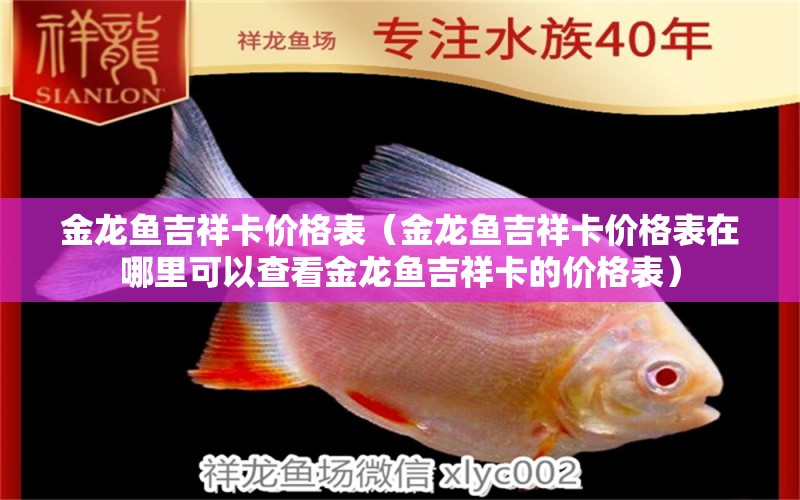 金龙鱼吉祥卡价格表（金龙鱼吉祥卡价格表在哪里可以查看金龙鱼吉祥卡的价格表） 水族问答 第2张