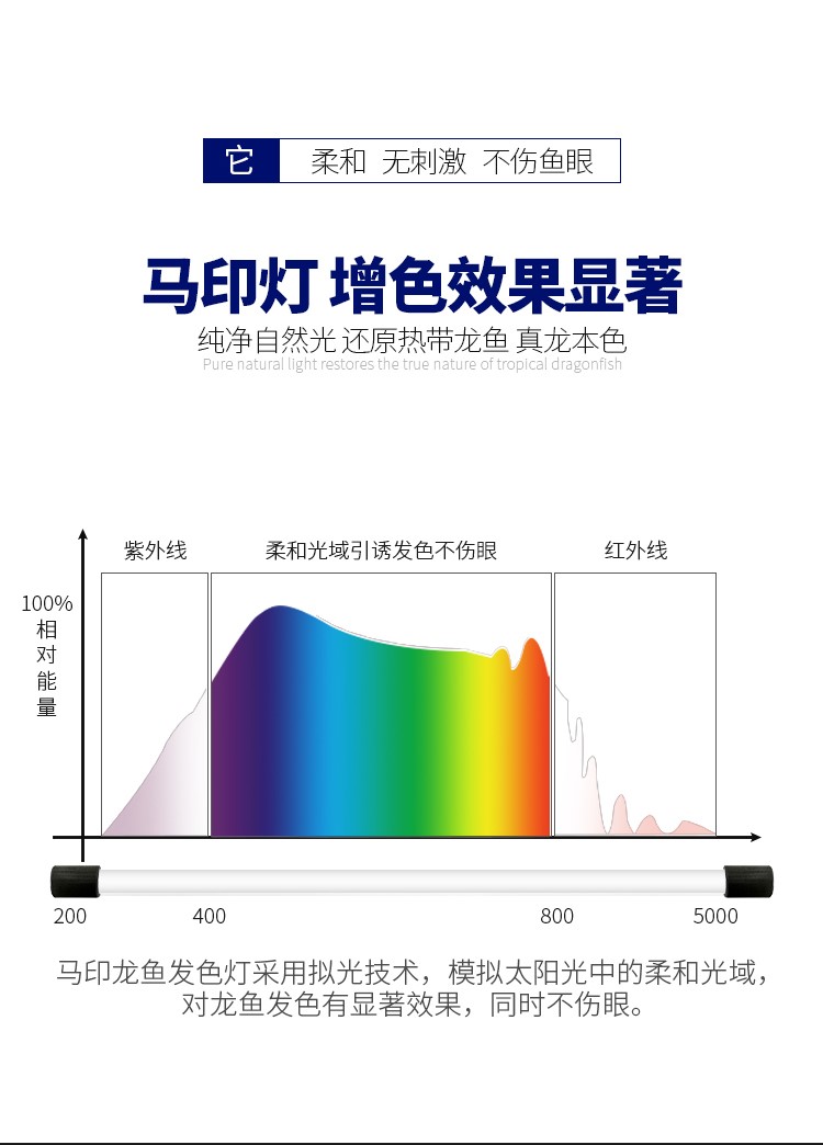 马印龙鱼灯管红金龙鱼专用灯T5潜水灯鱼缸水族防水灯照明灯水中灯 马印水族 第14张