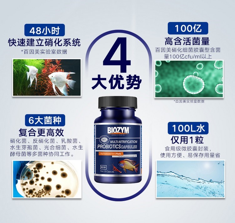 百因美硝化细菌鱼缸用净水剂水族消化细菌胶囊活菌干粉水质稳定剂 硝化细菌 第56张