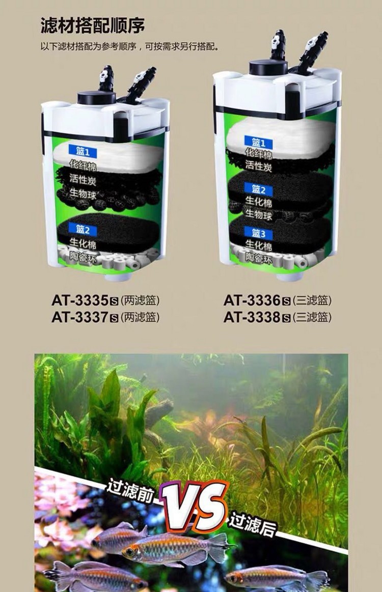 新款创星过滤桶AT3336SAT3337SAT3338SAT3339S鱼缸外置过滤器 红老虎鱼 第46张