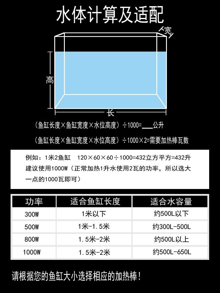 龙鱼缸加热棒自动恒温防爆加热器水族箱ptc加温棒500W加温器1000W 鱼缸/水族箱 第22张