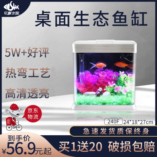 SEASTAR海星生态小鱼缸客厅小型鱼缸水族箱创意鱼缸迷你玻璃桌面家用金鱼缸懒人造景LED灯 鱼缸/水族箱 第13张