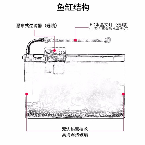 SEASTAR鱼缸桌面透明热弯方形玻璃生态金鱼缸乌龟缸客厅小型迷你办公桌水族箱 乌龟 第4张