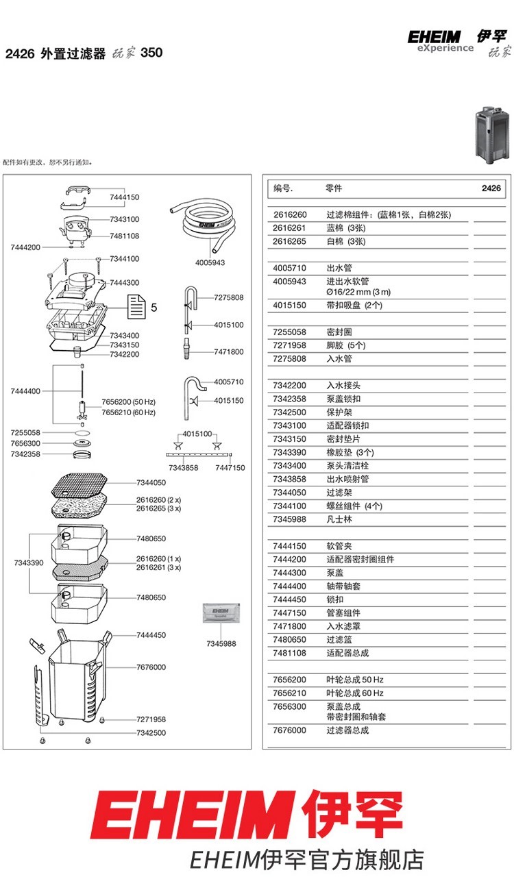 德国伊罕EHEIM玩家1代系列配件（2222:242226:282422:242426） 伊罕水族 第13张