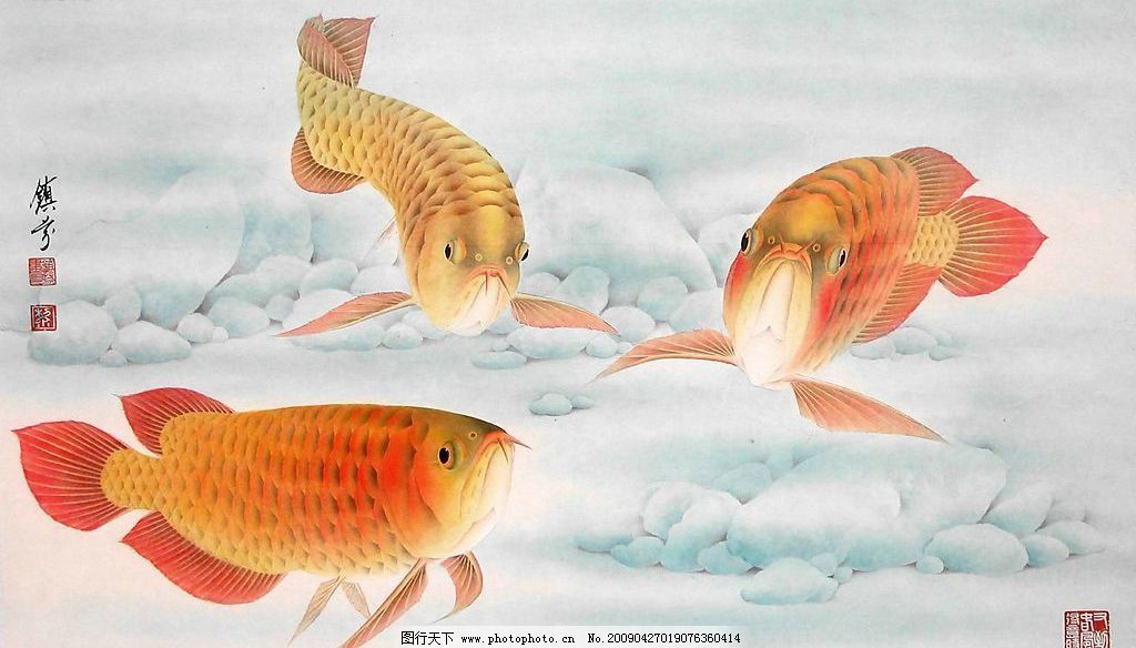 国画 金龙鱼：中国传统文化的魅力，国画金龙鱼 龙鱼百科 第2张