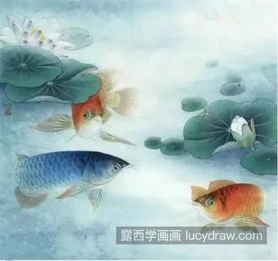 金龙鱼鳞片画法：在绘画金龙鱼时，鳞片的画法是非常关键的一部分