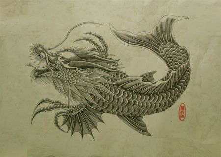 鱼身龙头纹身，通常指的是鳌鱼纹身，寓意和象征多种多样：鱼身龙头纹身的寓意