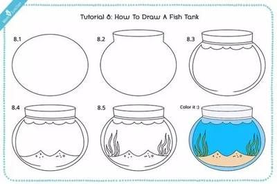 鱼缸彩色简笔画：如何通过简笔画的方式绘制一个彩色的鱼缸