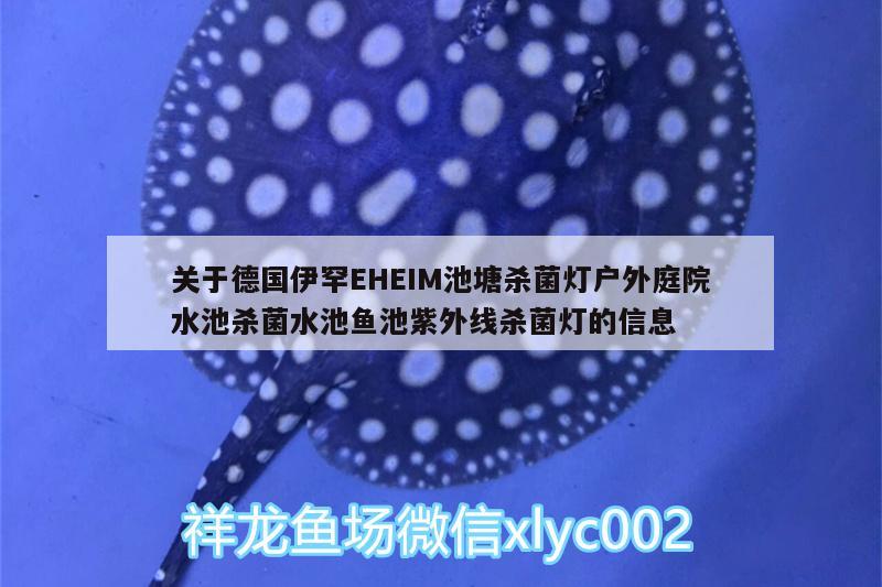 关于德国伊罕EHEIM池塘杀菌灯户外庭院水池杀菌水池鱼池紫外线杀菌灯的信息