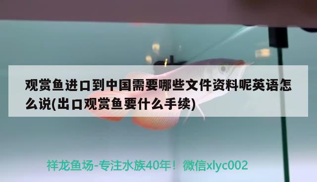 观赏鱼进口到中国需要哪些文件资料呢英语怎么说(出口观赏鱼要什么手续) 观赏鱼进出口 第1张