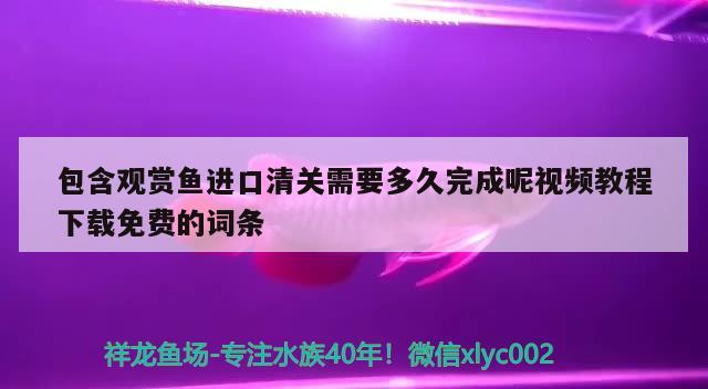 包含观赏鱼进口清关需要多久完成呢视频教程下载免费的词条