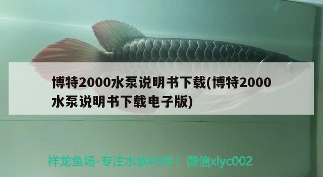 博特2000水泵说明书下载(博特2000水泵说明书下载电子版) 博特水族